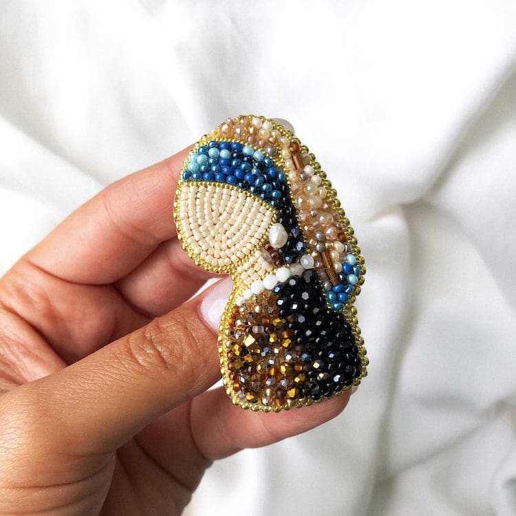 Girl with Pearl Earring Beaded Brooch