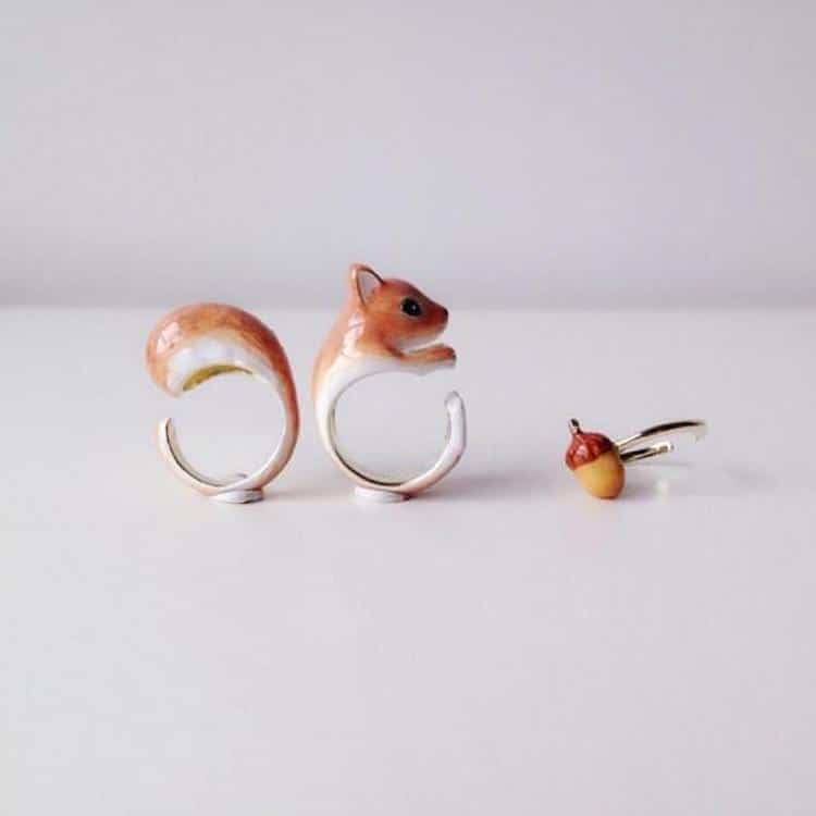 3 Piece Animal Rings Sloth Ring Squirrel Ring Crane Ring Mary Lou