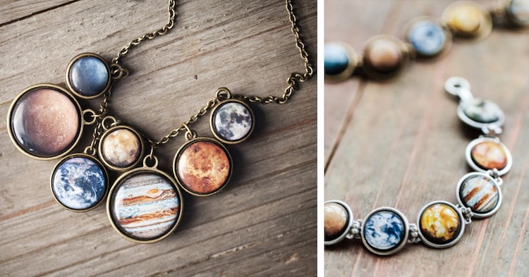 Planet Jewelry Science Jewelry Solar System Necklace Solar System Bracelet BeautySpot