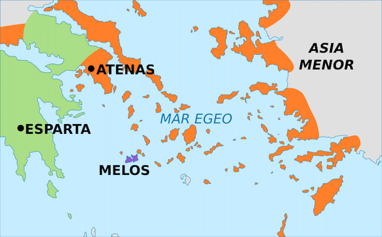 Mapa de Grecia mostrando la ubiación de Melos