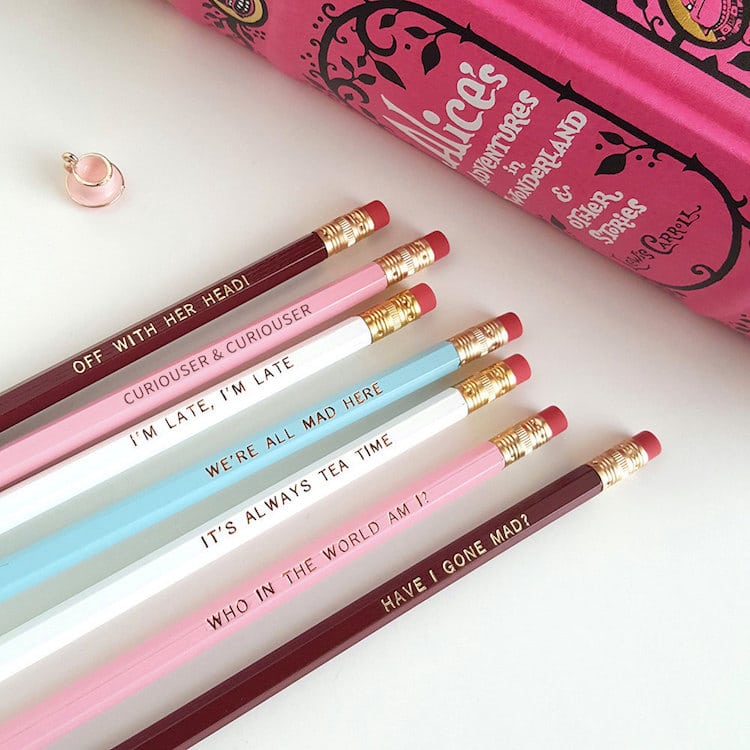 Alice in Wonderland Gifts Alice in Wonderland Pencils Alice in Wonderland Quotes