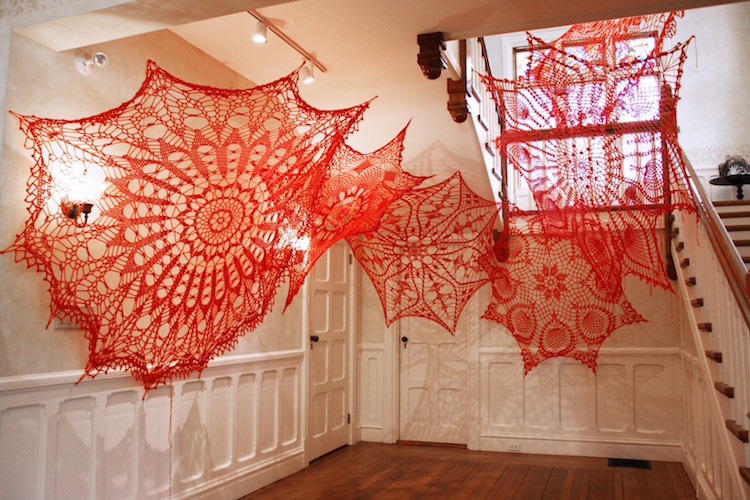 Crochet Doilies Installation Art by Ashley V Blalock