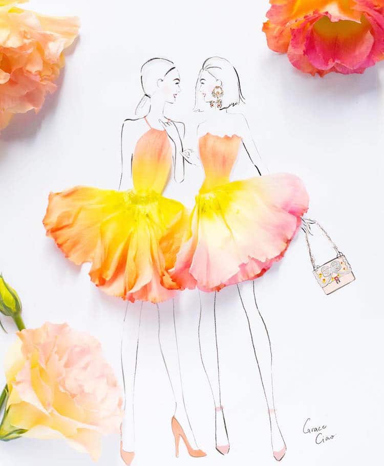 Floral Dresses Fashion Illustrations by Grace Ciao