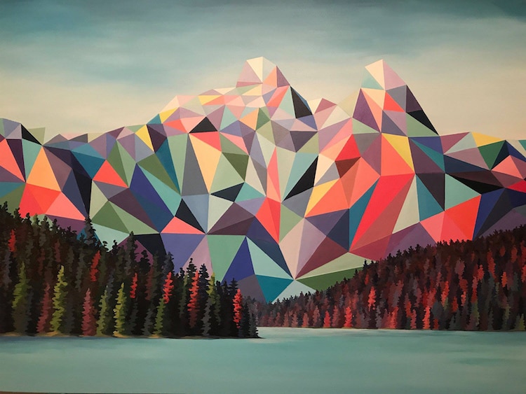 Polygon Landscape Paintings Highlight The Geometry Of Mountains   Geometric Landscape Paintings Elyse Dodge 3 