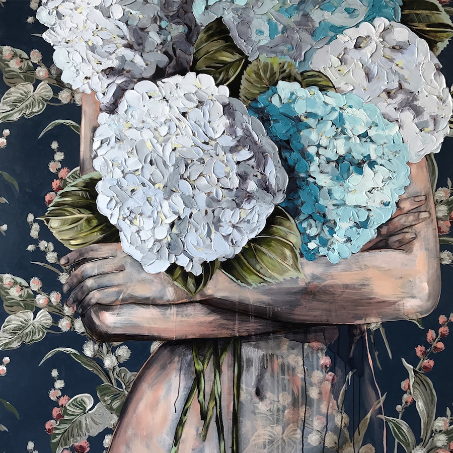 Jessica Watts Mixed Media Paintings Wallpaper Pattern Feminist Art