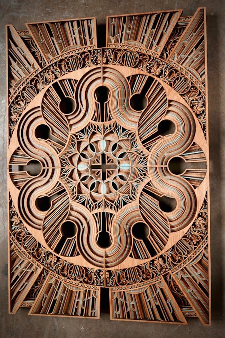 Mesmerizing Laser-Cut Wood Wall Art Feature Layers of Intricate Patterns