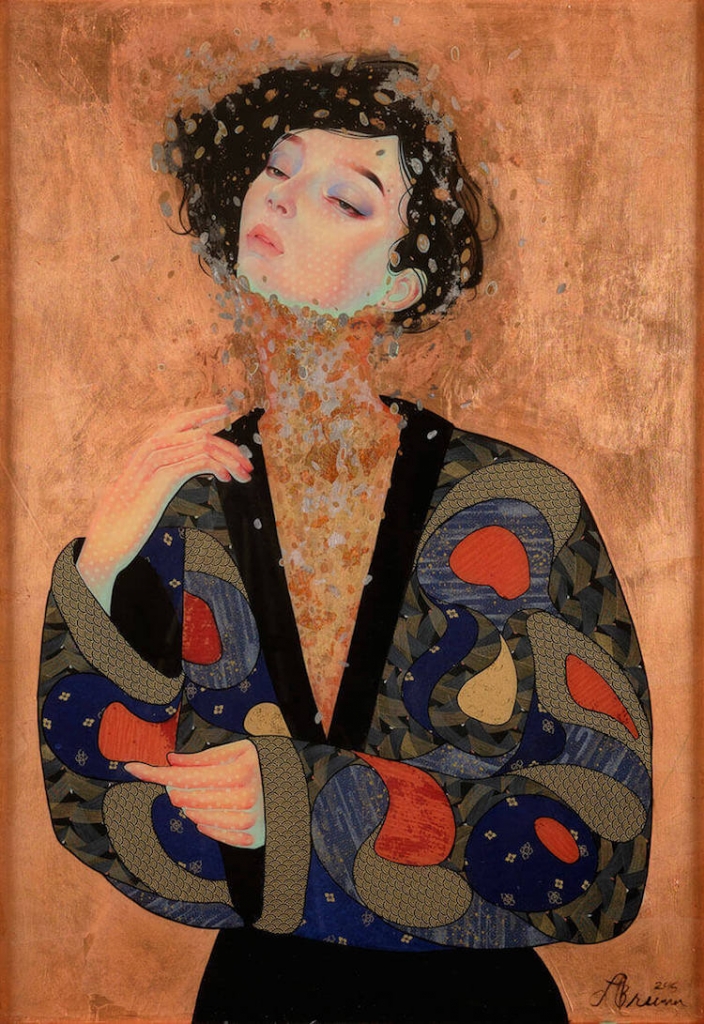 Japanese Contemporary Art Mixed Media Portraits by Lauren Brevner