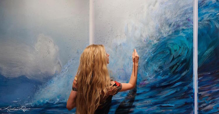 Mixed Media Ocean Goddess Paintings by Lindsay Rapp