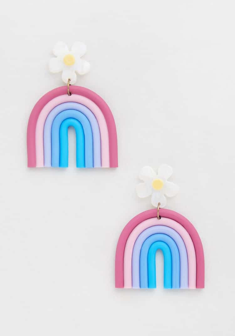 Polymer Clay Rainbow Dangle Earrings