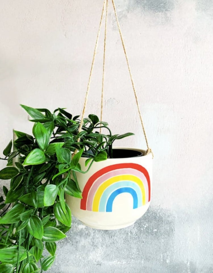 Hanging Planter with a Rainbow