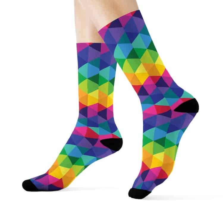 Rainbow Colored Crew Socks