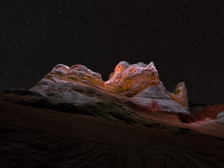 Long Exposure Drone Photographs Create Light Halos Over Mountains Long exposure drone photographs create light halos over mountains