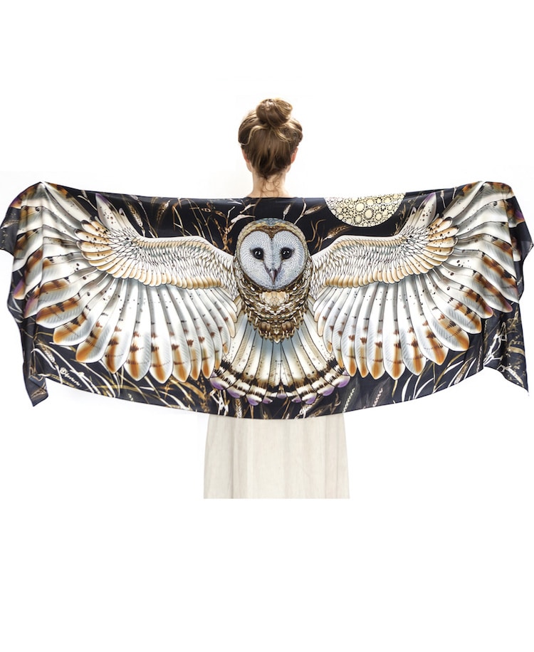 Golden Tailed Sapphire Classic Tencel Scarf-Barn Owl Bronze