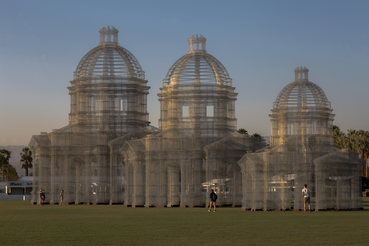 edoardo tresoldi suspends mesh and metal architectural ruins within le bon  marché