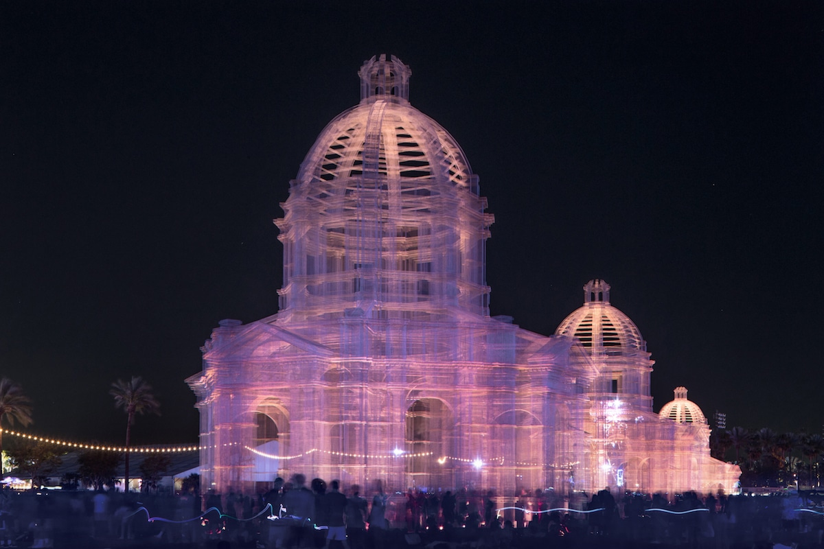 edoardo tresoldi suspends mesh and metal architectural ruins within le bon  marché