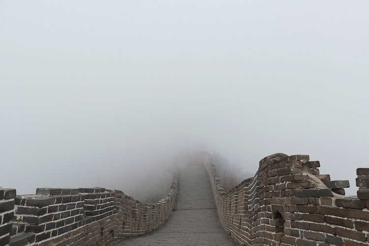 Empty Great Wall of China Foggy Great Wall of China 