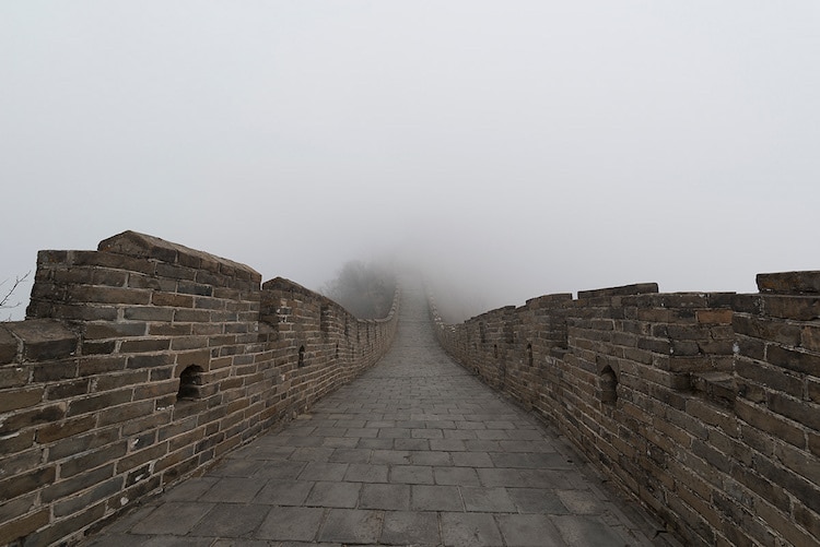Empty Great Wall of China Foggy Great Wall of China 
