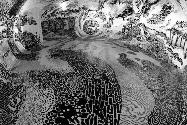 Dome Landscape Drawing Installation Art by Oscar Oiwa