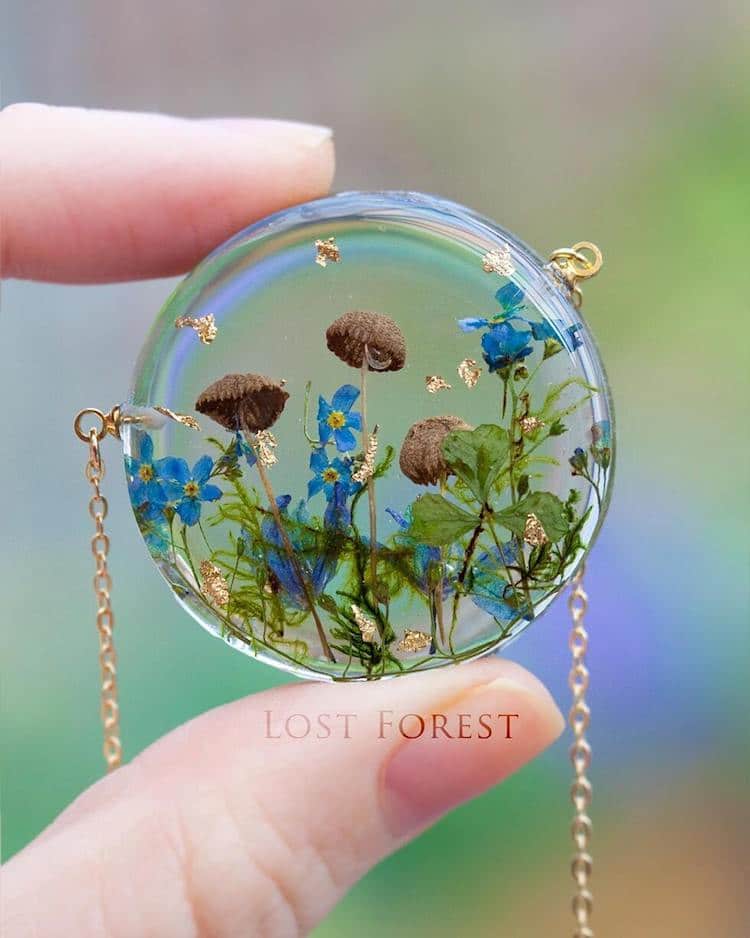 Resin plant jewelry sale