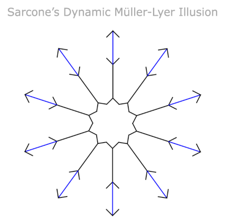 L'étoile pulsatin de Sarcone Illusion dynamique de Müller-Lyer