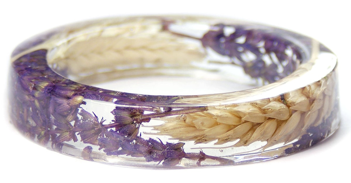 Clear DIY Scenery Painting Resin Real Dried Flower Ring Women Jewelry