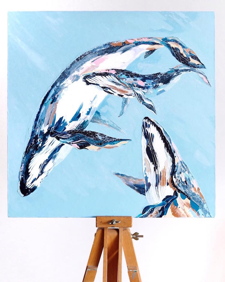 Palette Knife Paintings Whale Paintings by Anastasia Ablogina