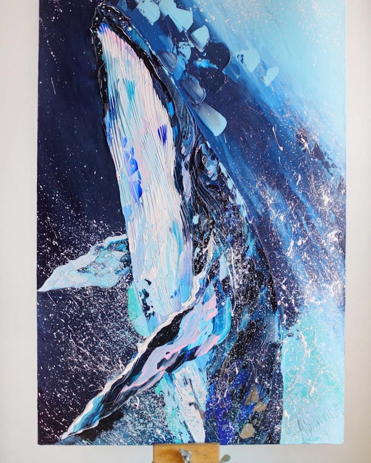 Palette Knife Paintings Whale Paintings by Anastasia Ablogina