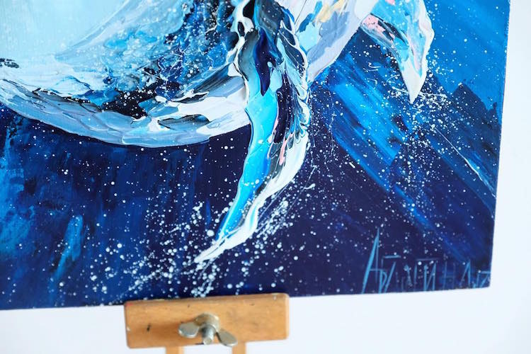 Palette Knife Paintings Whale Paintings by Anastasia Ablogina