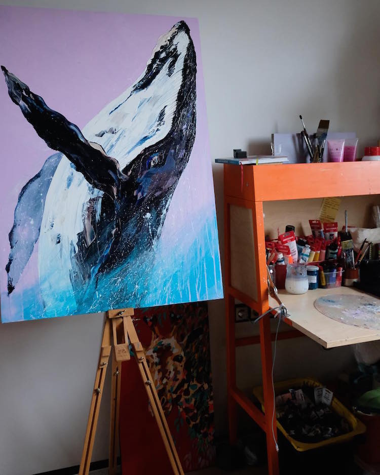 Palette Knife Paintings Whale Paintings by Anastasia Ablogina