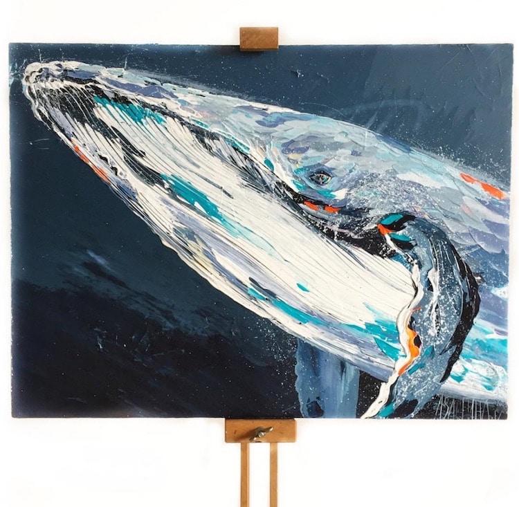 Palette Knife Paintings Whale Paintings by Anastasia Ablogina