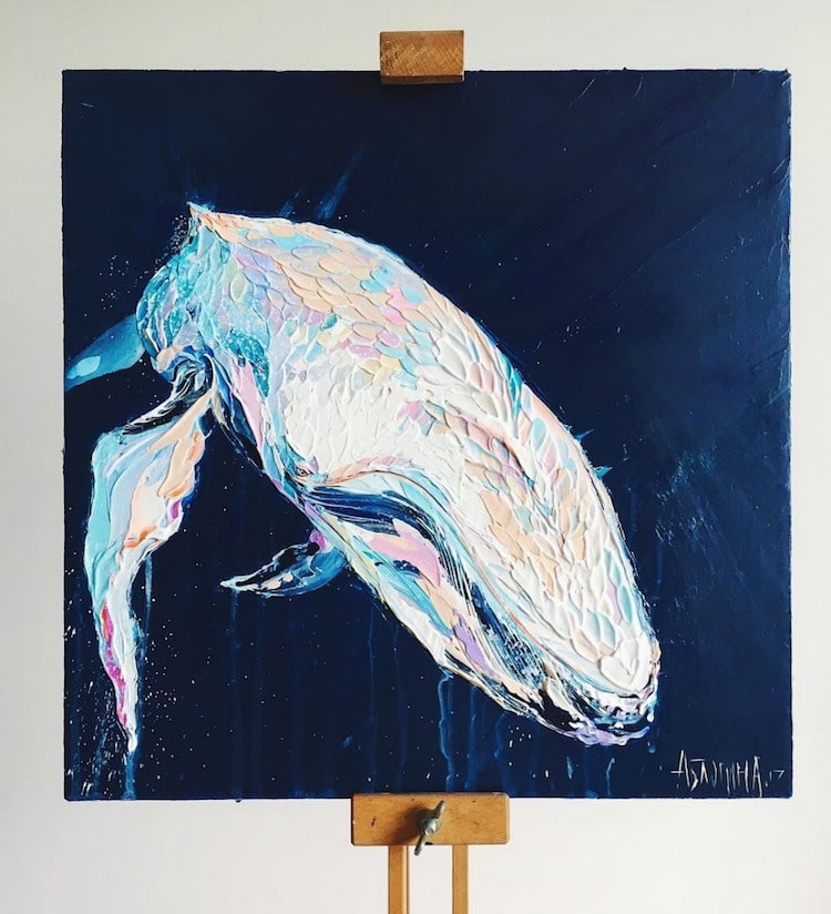 Palette Knife Paintings Whale Paintings by Anastasia Ablogina