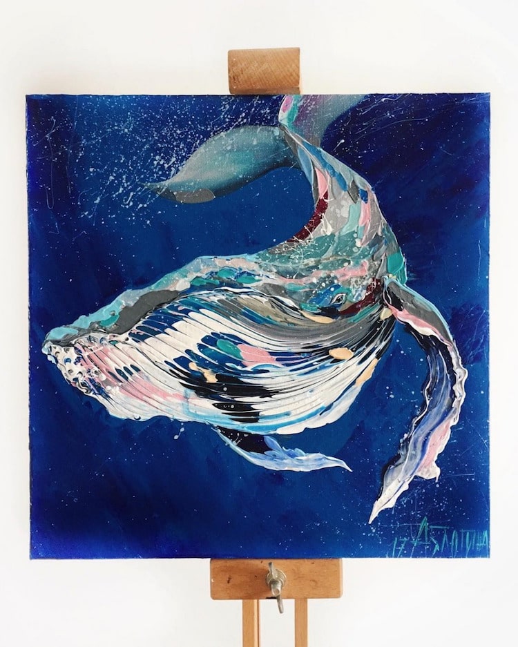 Palette Knife Paintings Whale Paintings by Anastasia Ablogina