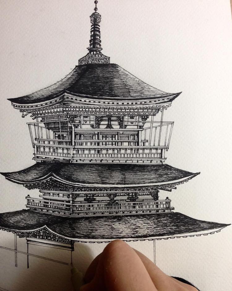 Architectural Detail Drawings of Buildings Around the World