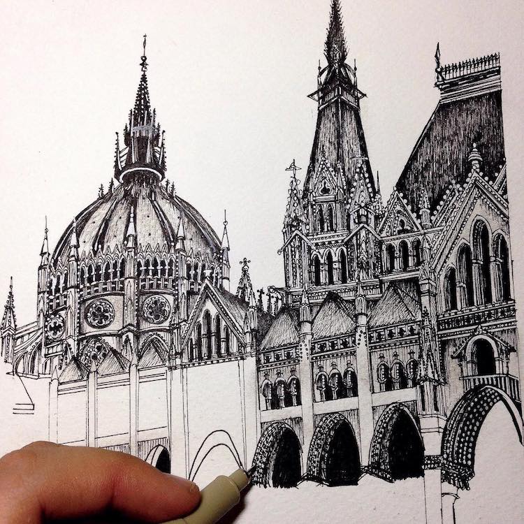 Architectural Detail Drawings of Buildings Around the World