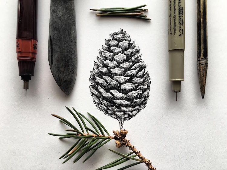 Nature-Inspired Stippling Art Comprises Millions of Hand-Drawn Dots