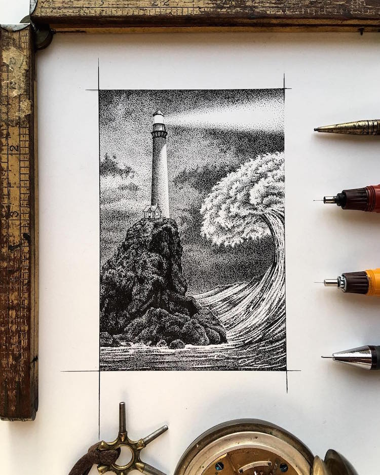 Nature-Inspired Stippling Art Comprises Millions of Hand-Drawn Dots