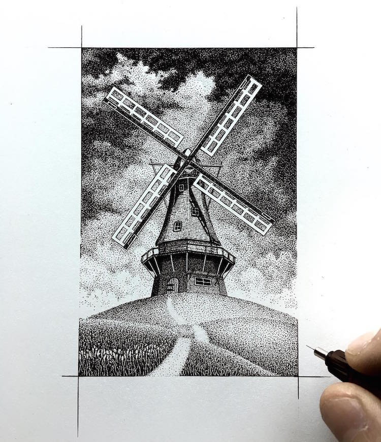 Nature-Inspired Stippling Art Comprises Millions of Hand-Drawn Dots