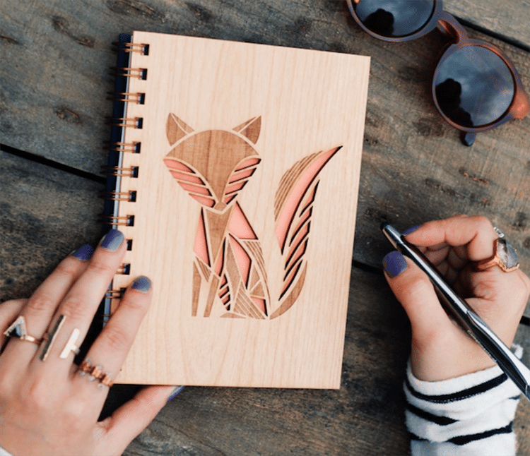 Laser-Cut Wood Cover Journals by Cardtorial