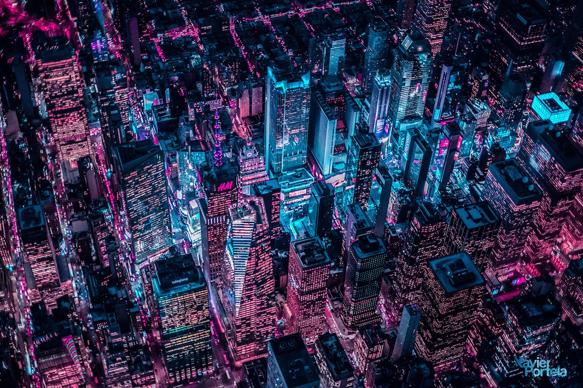 Nighttime Aerial Photography of New York by Xavier Portela