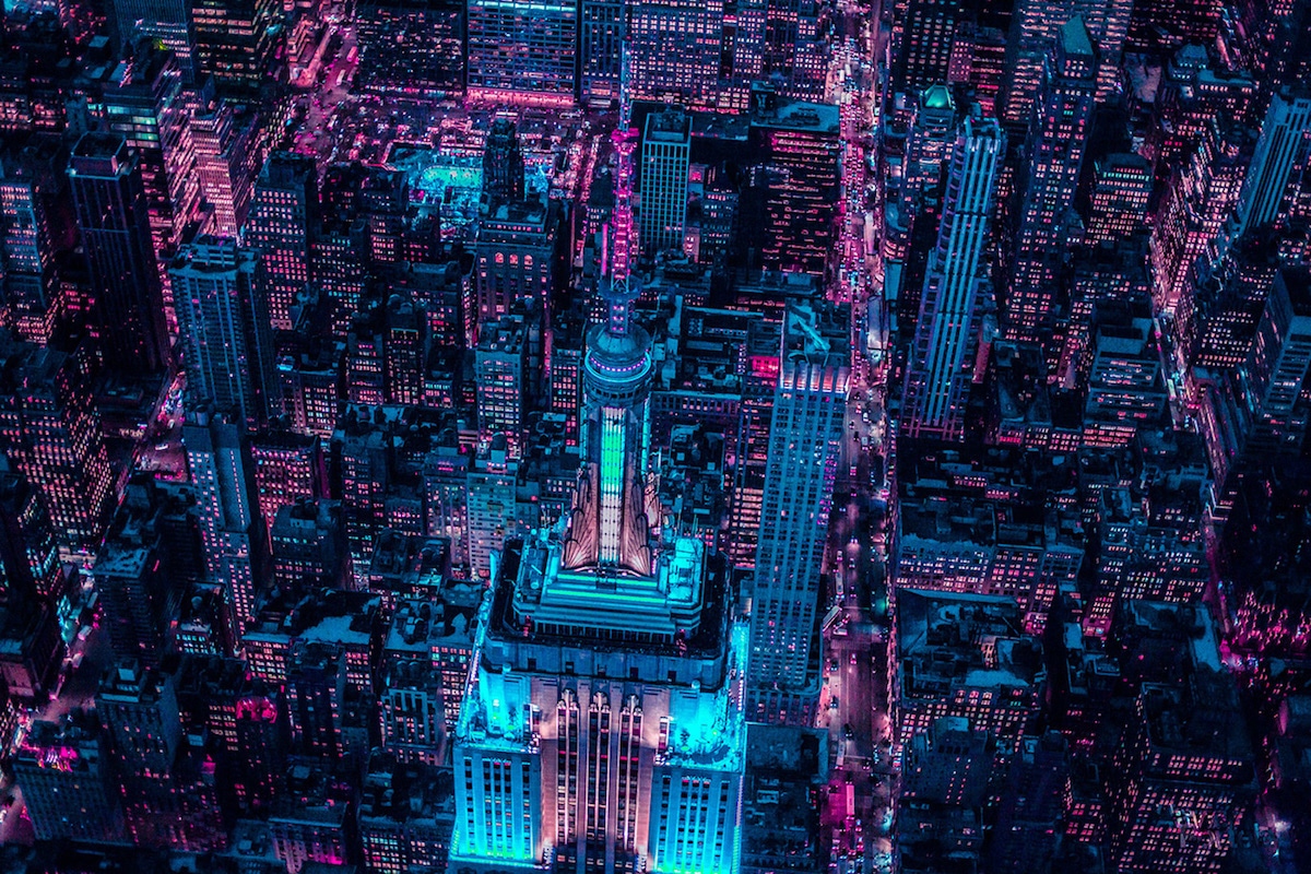 Nighttime Aerial Photography of New York by Xavier Portela