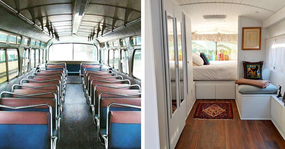 Vintage Greyhound Bus Converted Into Stylish Minimalist Home