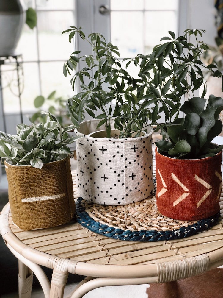 Mudcloth Plant Basket