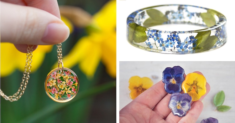 Resin Flower Jewelry Made from Flowers