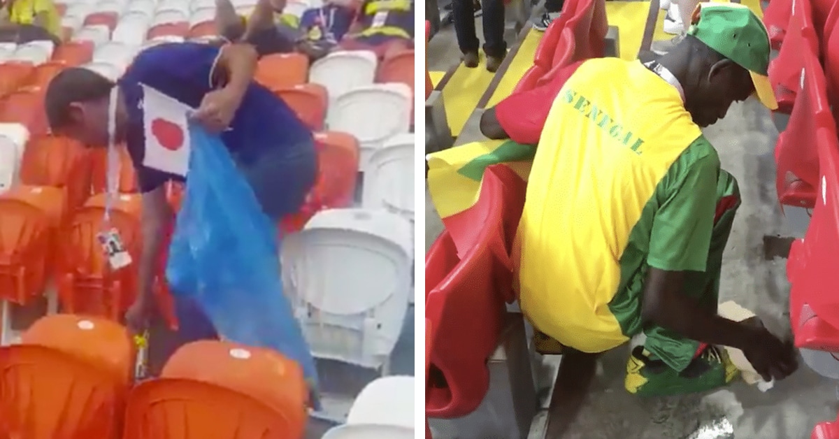 CWorld cup idea #25: Japan’s Soccer Fans Clean Up After World Cup and Inspire Other Countries’ Fans to Do the Same