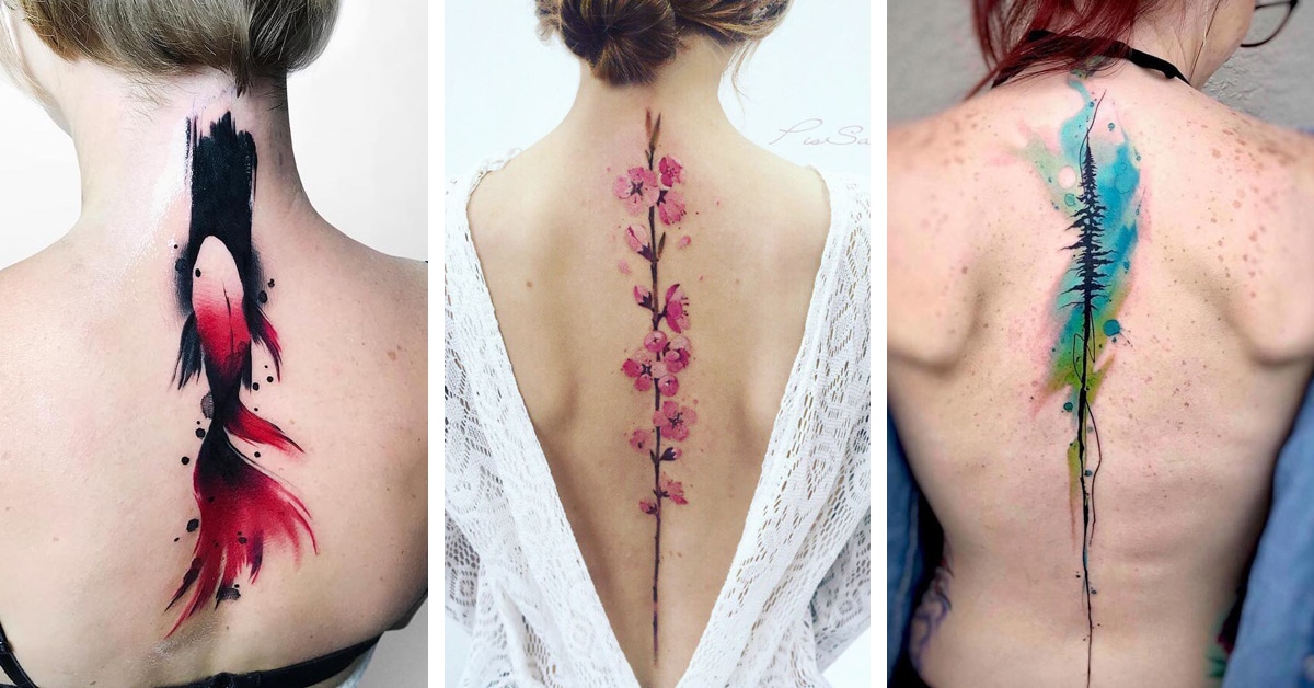 Here are some of our favorite spine tattoos that trail down the back. 