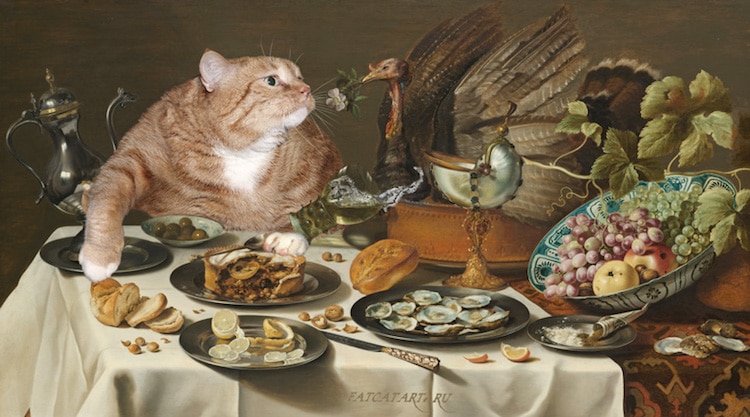 Arte Recreado con Gato Naranja Gordo por Svetlana Petrova