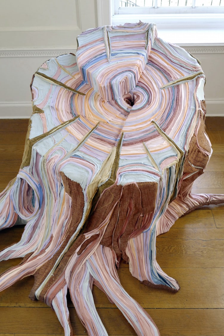 Textile Sculptures Tree Stumps by Tamara Kostianovsky