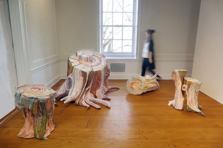 Textile Sculptures Tree Stumps by Tamara Kostianovsky