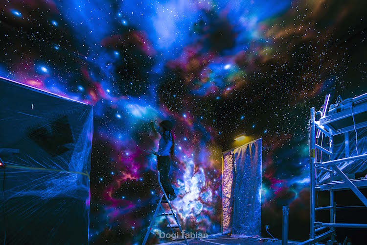 Artist Uses UV Paint to Create Wall Murals That Are out of This World