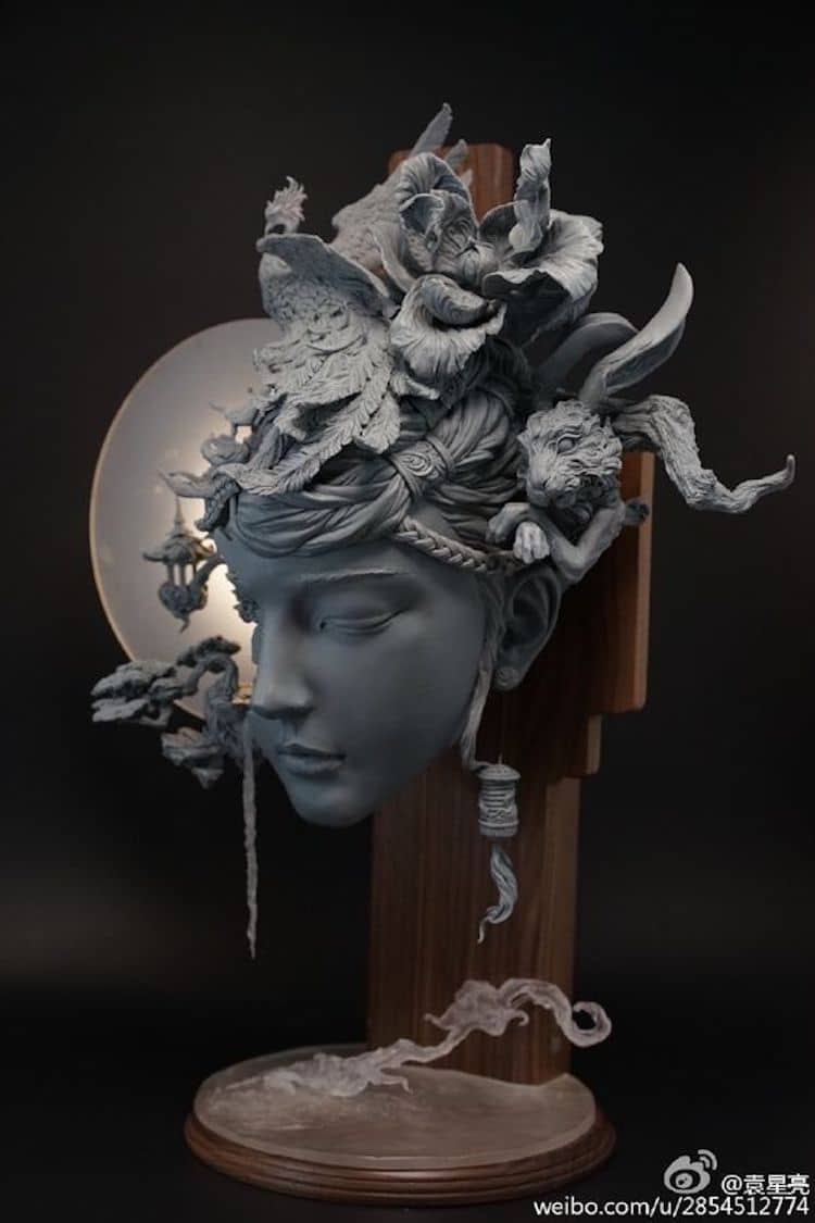 Surreal Bust Sculpture by Yuanxing Liang